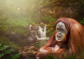 Photomontage Orangutan with Baby