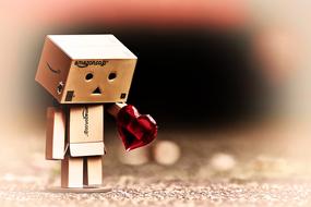 Danbo Figure with a burgundy heart