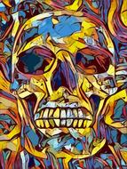 colorful skull drawing for tattoo