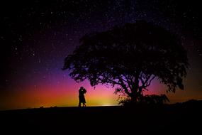 lovers on the starry sky background