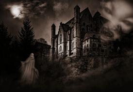 mystical castle with ghosts