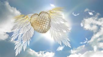 clipart of the heart with wings and clouds