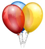 clipart of red blue yellow shiny balloons