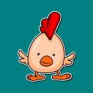 chicken cute mascot drawing