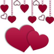 Beautiful red hearts, at white background, on clipart