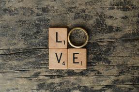 Love Scrabble Wooden and ring