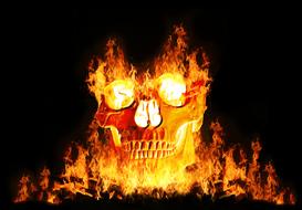 skull biker flames drawing