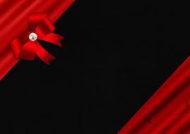 banner with red ribbon and bow