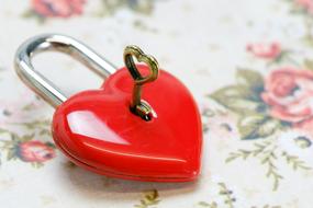 padlock in red heart shape