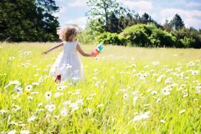 Little Girl Running Daisies