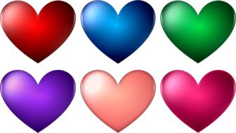 hearts of different colours