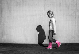 monochrome photo of Little Girl Walking