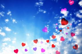 transparent Hearts, Symbols of Love, at sky