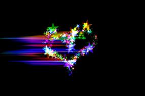 heart made of colorful stars on a black background