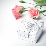 pink flowers and gift