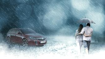 wallpaper with couple walking under rain