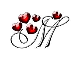 Clipart of letter M and hearts