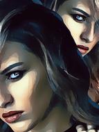 drawn beautiful twins