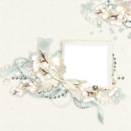 frame photo blue white flowers