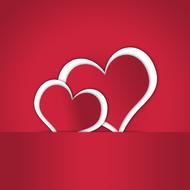 two hearts on a red background as a symbol of romance