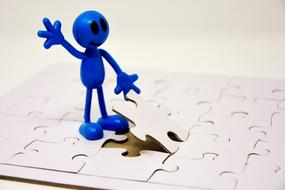 blue Figure and Puzzle