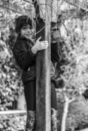 Girl Playing black and white