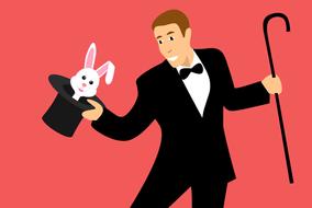 magician circus rabbit out hat drawing