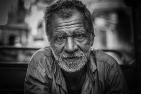 Old bearded Man, black and white Portrait