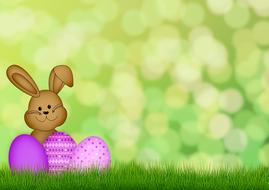 easter egg and bunny grass drawing