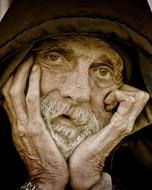 portrait of elderly caucasian Homeless Man