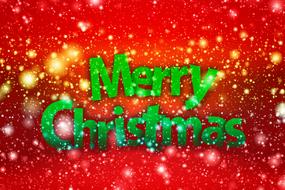 clipart of the merry christmas sign green greeting at red background