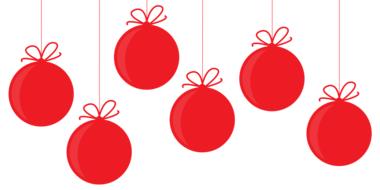 Drawing of the red Christmas ball decorations at white background