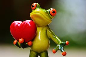 Love Valentine'S green ceramic frog