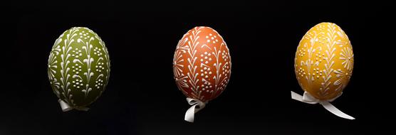three Painted Easter Eggs