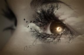 mystical portrait of crying woman's eye