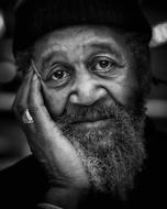 Homeless Man face black and white