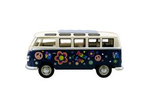 Side view of the colorful Hippy Volkswagen Campervan, at white background, clipart