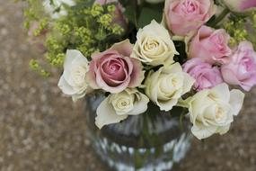 Beautiful and colorful blooming flowers in the vase