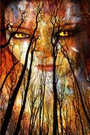 horror halloween face banner drawing