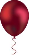 maroon balloon with ribbon, drawing