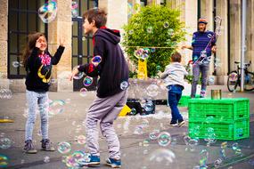 Children Play soap bubble