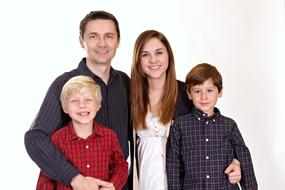 photo of a happy family on a white background