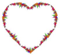 colorful floral border, heart shape