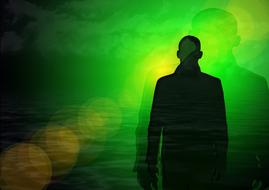 silhouette of a man on a green background