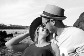 Romantic couple on the black and white picture