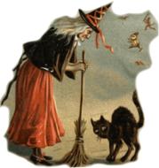 witch black cat drawing