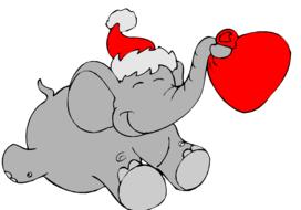 clip art of elephant in Christmas time