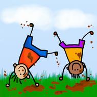 clipart of the painted two children in the mud