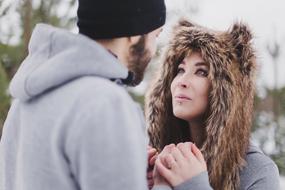 couple in love in winter park