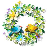 clipart of flowery spring birds